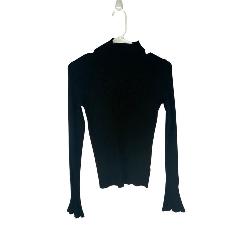 on 12th Womens Black Mockneck Ribbed Long Sleeve Sweater XL career professional
